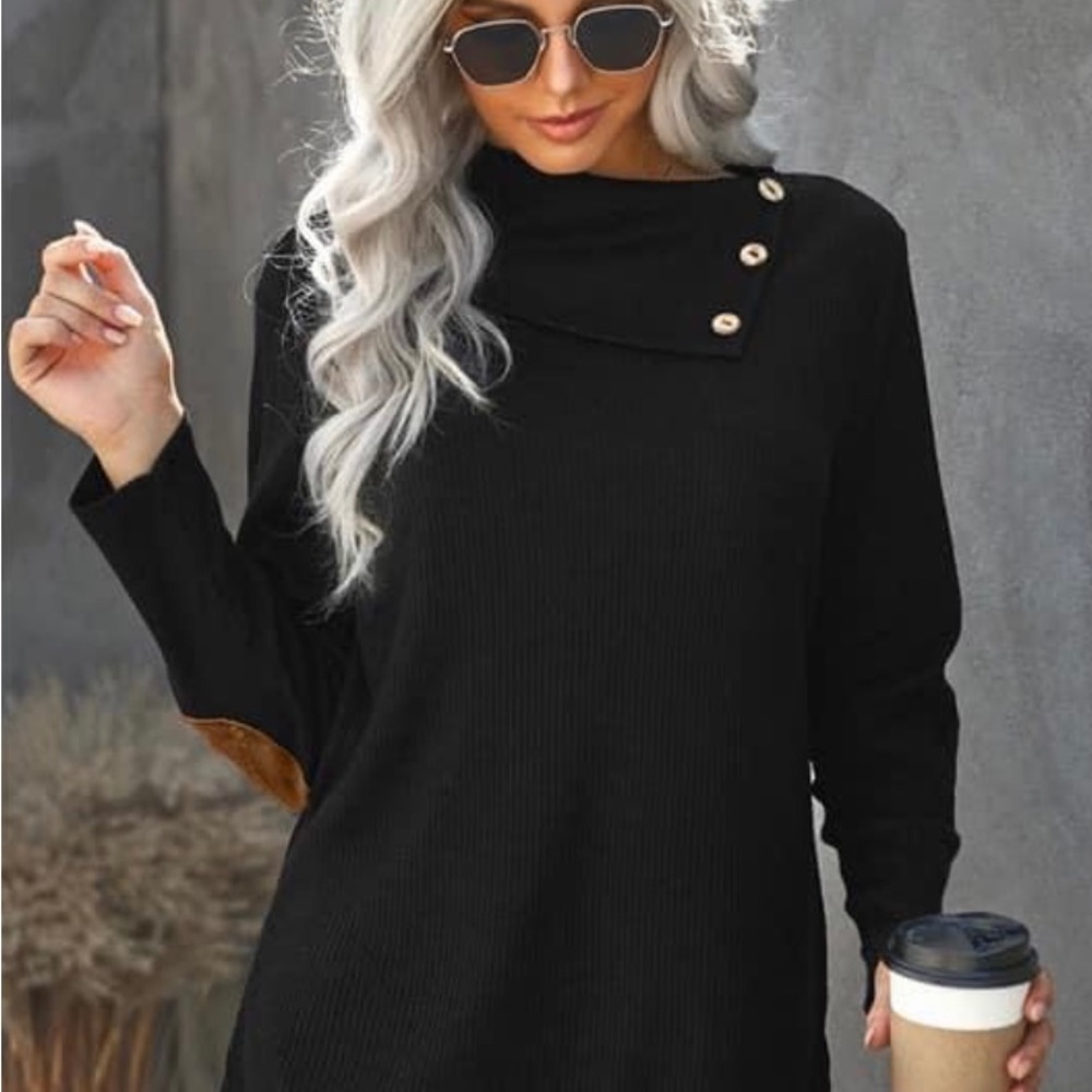 Mock neck tunic sweater